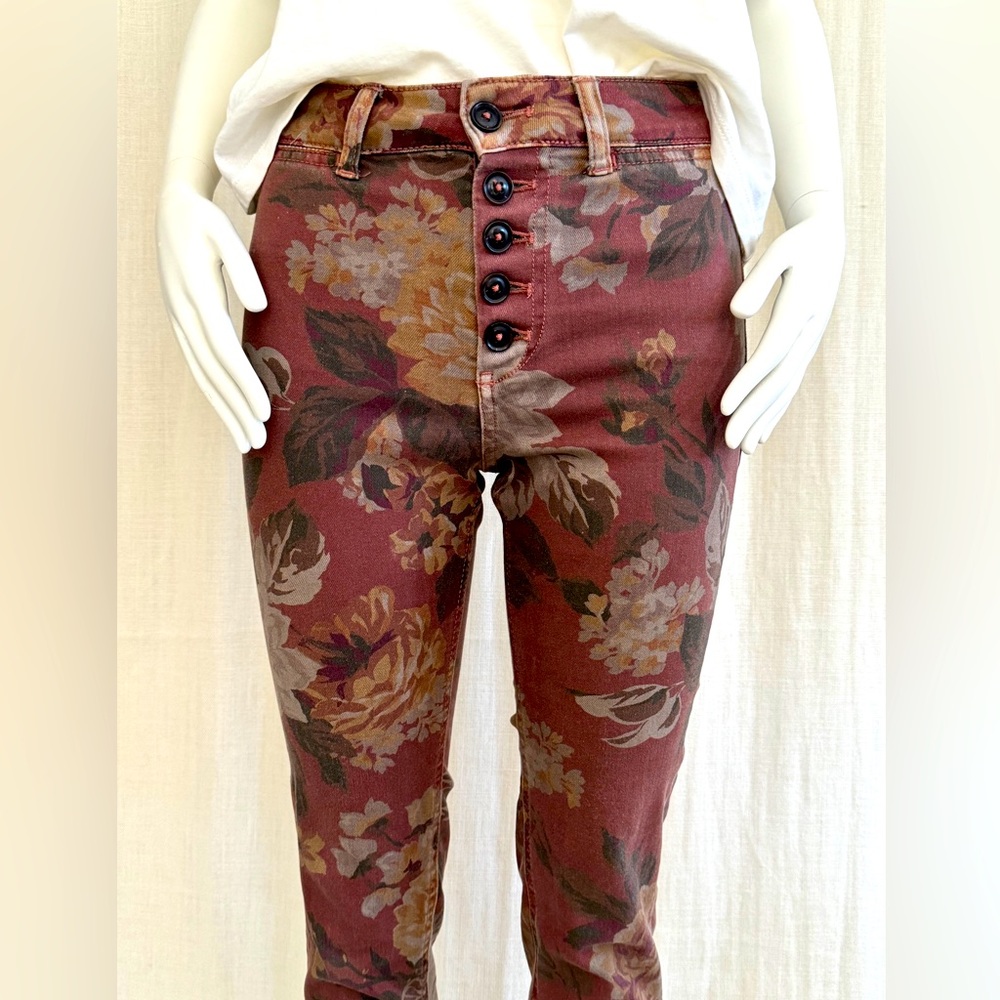 Pilcro and The Letterpress by Anthropologie Floral Print High Rise Slim Jeans